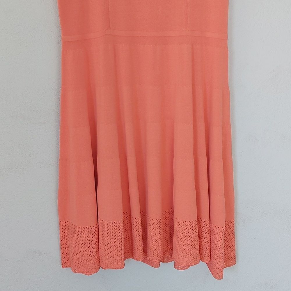 Cynthia Rowley Coral Peach Fit & Flare Crochet Knit Sleeveless Dress Size M - Picture 3 of 10